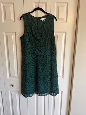 Lark & Ro Dark Green Sleeveless Lace Midi Dress